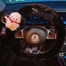 雁梓冉冬季可爱帕恰狗汽车方向盘套保暖毛绒男女卡通网红防滑车把套女神 10套10件 【围巾帕狗+长毛黑】 默认项