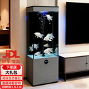 福路康边几鱼缸客厅家用2026新款超白玻璃免换水族箱过滤落地一体柜智能 灰色左开门【可遥控13色灯光】 60x40x118cm(送全套设备+滤材)
