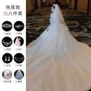 DUTRIEUX婚纱新款新娘主纱长袖V领法式质感小个子复古轻奢大拖尾 拖尾款加八件套 2XL