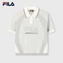 FILA 斐乐官方女子编织衫2026夏季新款时尚休闲舒适短袖POLO上衣 云菇白-WT M 165/84A/M