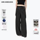 ANN ANDELMAN2026早春新款解构假两件折叠西裤老钱风条纹休闲裤 深灰色 XS