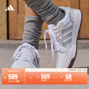 adidas ENTRAP美式校园风运动少年感复古篮球风板鞋男女阿迪达斯   白色/暗银金属/树脂黄   38