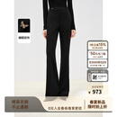 朗姿【精英衣橱】微喇高腰西裤春季新款职业通勤黑色西装裤女 黑色2 M