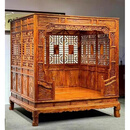 架子床婚床双人床实木仿古双月洞拔步床宫廷床梅兰竹菊雕花 花梨木 1800mm*1900mm x 榫卯