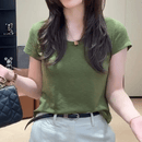 【现货现发】夏季纯色轻薄修身百搭显瘦短袖圆领T恤内搭上衣-GZ10 咸柠绿 L 110-125斤
