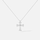 apm圆形耳钉女简约气质小众轻奢感耳饰耳环送人感生日礼物毛衣链 银白色十字架可调节项链 【小号版】