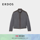 ERDOS男装毛绒棉服26年早春新品针梭拼接小羊皮机车夹克版外套 水泥灰 2XL 185/104A
