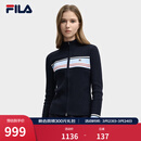 FILA 斐乐官方女士编织外套冬新款时尚休闲修身拼色拉链开衫 传奇蓝-NV S 160/80A/S