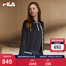 FILA 斐乐官方女士编织外套2026春新款时尚休闲织带麻花毛衣开衫 传奇蓝-NV XL 175/92A/XL