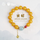 布达拉宫蜜蜡手串男女款海蓝宝盘玩琥珀串珠手链生日礼物送女友