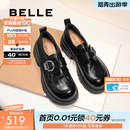 百丽（Belle）张凌赫推荐黑巧乐福鞋女商场英伦风牛皮厚底小皮鞋E1Z1DAM6预售 黑色 37