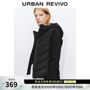 UR2026春季新款女装简约气质拼接绗缝连帽拉链棉服UWM150048 黑色 S