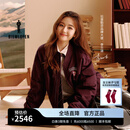比音勒芬高尔夫【哈佛联名】2025秋新女士复古时尚百搭休闲运动廓形飞行夹克外套 41紫红色 M