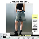 UR2026夏季新款女装潮流复古水洗腰带牛仔短裤UYV860036+ 蓝色 27