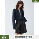 ELLE藏青色假两件卫衣女2026春季新款洋气宽松拼接设计感上衣外套 藏青 M