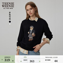 Teenie Weenie小熊秋季简约圆领套头卫衣学院风短款上衣休闲时尚女 黑色 S (160) 【尺码偏大，建议拍小一码】