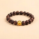 黄金转运珠手串手链足金999铜钱珠沉香紫檀黑曜石粉水晶文玩佛珠 奇楠沉香黄金铜钱珠手串10mm 金重约0.9g（±0.05）