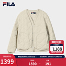 FILA 斐乐官方女士棉服2026春新款时尚休闲绗缝V领假两件保暖外套 卡布奇诺卡其-LK M 165/84A/M