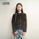 LESS【商场同款】2026春新款复古翻领美拉德皮衣外套女2Q1A1527H 201暗咖 XS