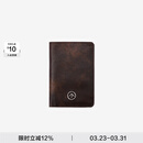 GROTTO个乐新款品牌箭头标护照夹多功能卡包证件真皮保护套礼物 焦木棕