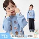 茵曼（INMAN）童装女童套头卫衣狗狗印花秋中大童休闲上衣 蓝色 140