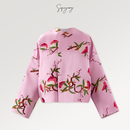 SIQIYOUNG福禄寿喜-桃子重工刺绣外套 100%桑蚕丝新中式宽松上衣国风女装 粉色 XL