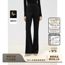 朗姿【精英衣橱】微喇高腰西裤春季新款职业通勤黑色西装裤女 黑色2 M