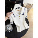 【商场品质】2026夏季时尚韩版设计感小众白色polo领冰丝短袖t恤 白色 M 【建议90-120斤】