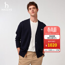 哈吉斯（HAZZYS）男女同款 春季外套PHIZ【情侣款】可内搭可外穿针织开衫 藏青色NV M （170/92A 46）