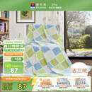 富安娜家纺毛毯 双人加大空调毯午睡毯法兰绒毯子 邂逅阳光180*200cm 绿