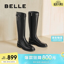 百丽孙千沈月同款双子星骑士靴女冬商场长筒靴B9V1DDG5 黑色-单里 37