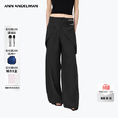 ANN ANDELMAN2026早春新款解构假两件折叠西裤老钱风条纹休闲裤 深灰色 XS