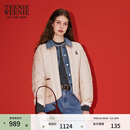 Teenie Weenie小熊女装棉服秋时尚舒适撞色云感牛仔拼接假两件外套 卡其色 M 165
