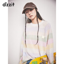 DZZIT地素针织衫2026夏季新款多巴胺彩虹条纹宽松罩衫上衣女3K2EE0129 彩色 XS
