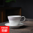 日式复古陶瓷杯浓缩咖啡杯碟套装下午茶马克杯粗陶小容量咖啡杯子 小容量咖啡杯-亚光杏白泛紫 120ml 101-200ml
