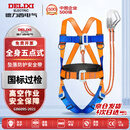 德力西电气五点式安全带双钩 国标过检 安全绳高空作业绳 工地施工电工防坠落安全绳套装 【双大钩2米】