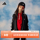 adidas女大童休闲三条纹长袖套装儿童秋季阿迪达斯官方轻运动   黑色/白色   164