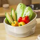 新款脸盆客厅塑料果蔬加厚洗菜盆子家用厨房 【大+中】2套装