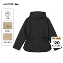 LACOSTE法国鳄鱼女装25秋冬新款菱形绗缝连帽棉服外套|BF2493 031/黑色 S 36