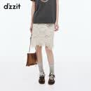 DZZIT地素半身裙2026夏新款浪漫花朵镂空不规则设计中裙子女3K2SA579B 米白色 M