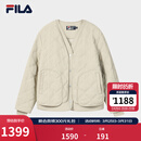 FILA 斐乐官方女士棉服2026春新款时尚休闲绗缝V领假两件保暖外套 卡布奇诺卡其-LK M 165/84A/M