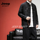 JEEP SPIRIT中国风男装汉服青年春季中式唐装男士休闲套装古风新中式外套 黑色 M