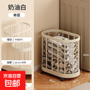 家用杂物收纳架移动脏衣篓家用健身器材收纳篮卫生间瑜伽收纳筐子 多功能脏衣篮置物架（白）