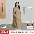 朗姿【精英衣橱 王楚然同款 25h风衣】Basic衣橱双排扣高智风衣外套女 深米色 S