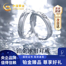 中国黄金（CHINA GOLD）铂金戒指男女一对白金求结婚对戒子生日礼物送女友老婆结婚纪念日 【今/次日达】铂金冰川情侣戒指一对