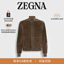 Zegna【陈伟霆同款】杰尼亚男装棕色皮革短夹克外套 棕色 50 (M)