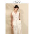 HECO【清逸】手工贝壳天丝亚麻马甲女2026夏新款修身显瘦高智通勤上衣 白色 M （卡码拍大）