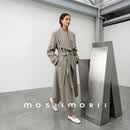 MOSIIMORII【素石】简约时尚气质大翻领廓形女士长款风衣外套百搭立体设计感 玉石灰 S