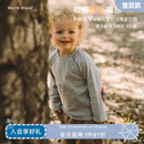 white wheat儿童26春秋装新款长袖男孩纯棉口袋t恤女宝宝打底上衣 灰色 100