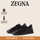 Zegna杰尼亚男鞋黑色鹿皮Triple Stitch™奢华休闲鞋 黑色 42 (8)